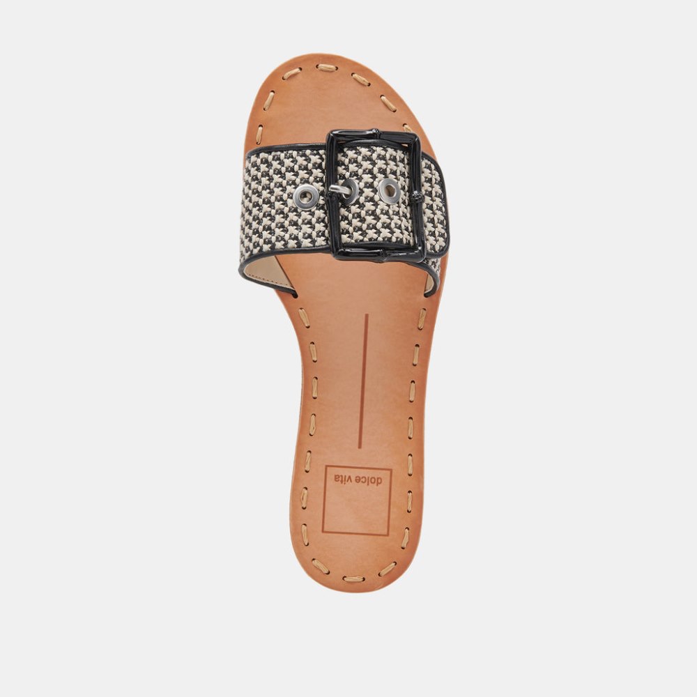 Dolce Vita Dasa Sandals Black Natural Raffia