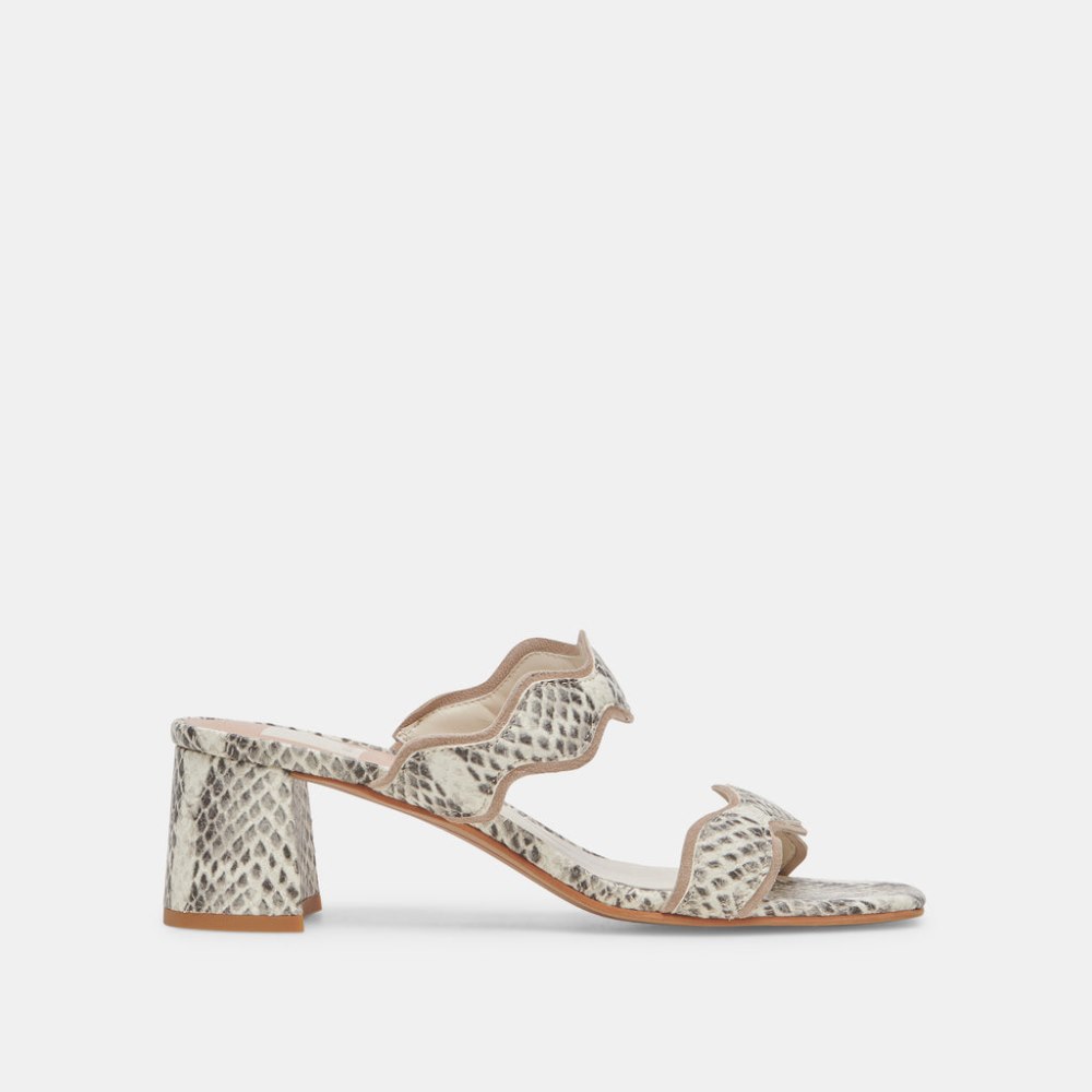 Dolce Vita Ilva Mid Heels Grey White Embossed Leather