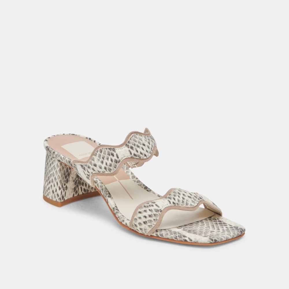 Dolce Vita Ilva Mid Heels Grey White Embossed Leather
