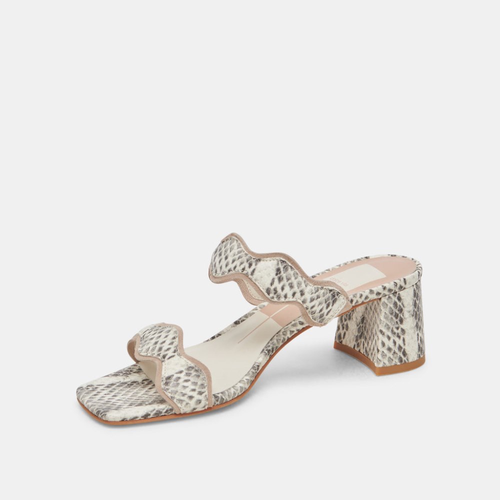 Dolce Vita Ilva Mid Heels Grey White Embossed Leather