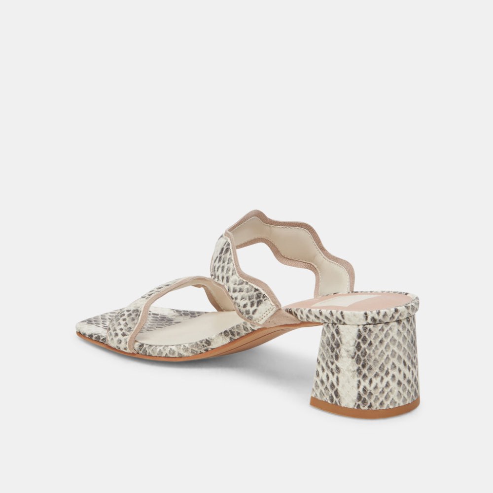 Dolce Vita Ilva Mid Heels Grey White Embossed Leather