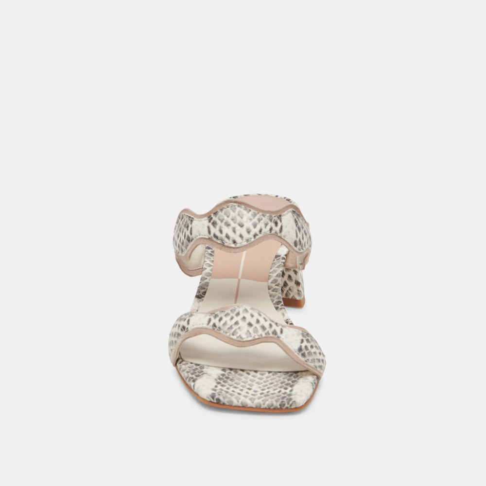 Dolce Vita Ilva Mid Heels Grey White Embossed Leather