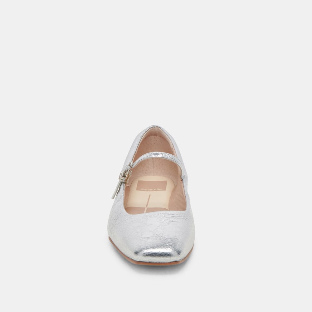 Dolce Vita Reyes Ballet Flats Silver Distressed Leather