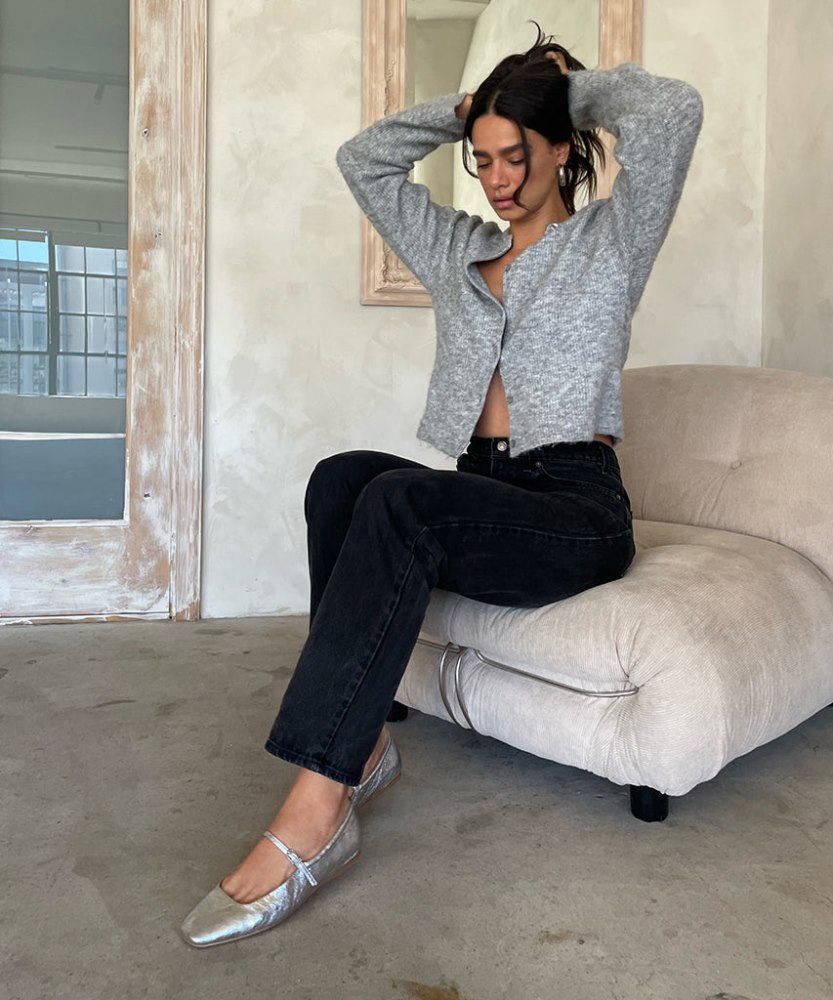 Dolce Vita Reyes Ballet Flats Silver Distressed Leather