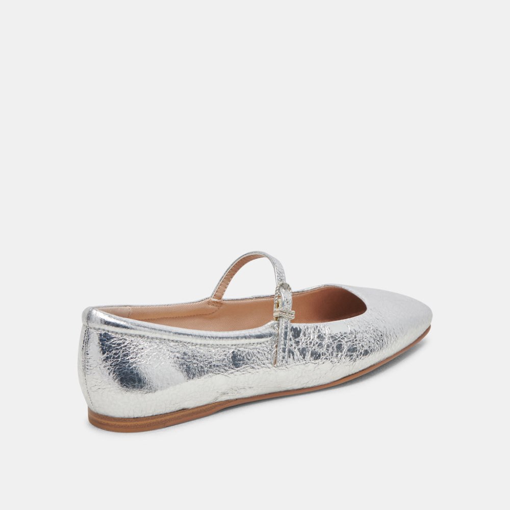Dolce Vita Reyes Ballet Flats Silver Distressed Leather