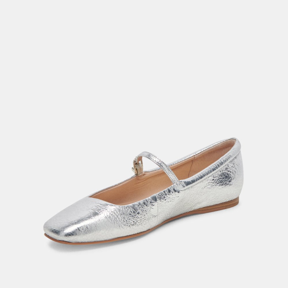 Dolce Vita Reyes Ballet Flats Silver Distressed Leather
