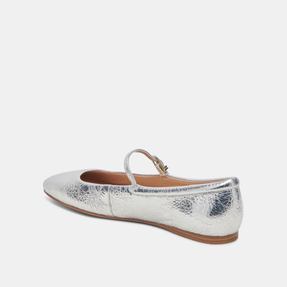 Dolce Vita Reyes Ballet Flats Silver Distressed Leather