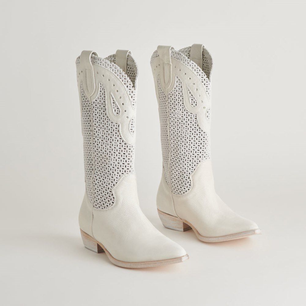 Dolce Vita Ranch Boots Ivory Leather