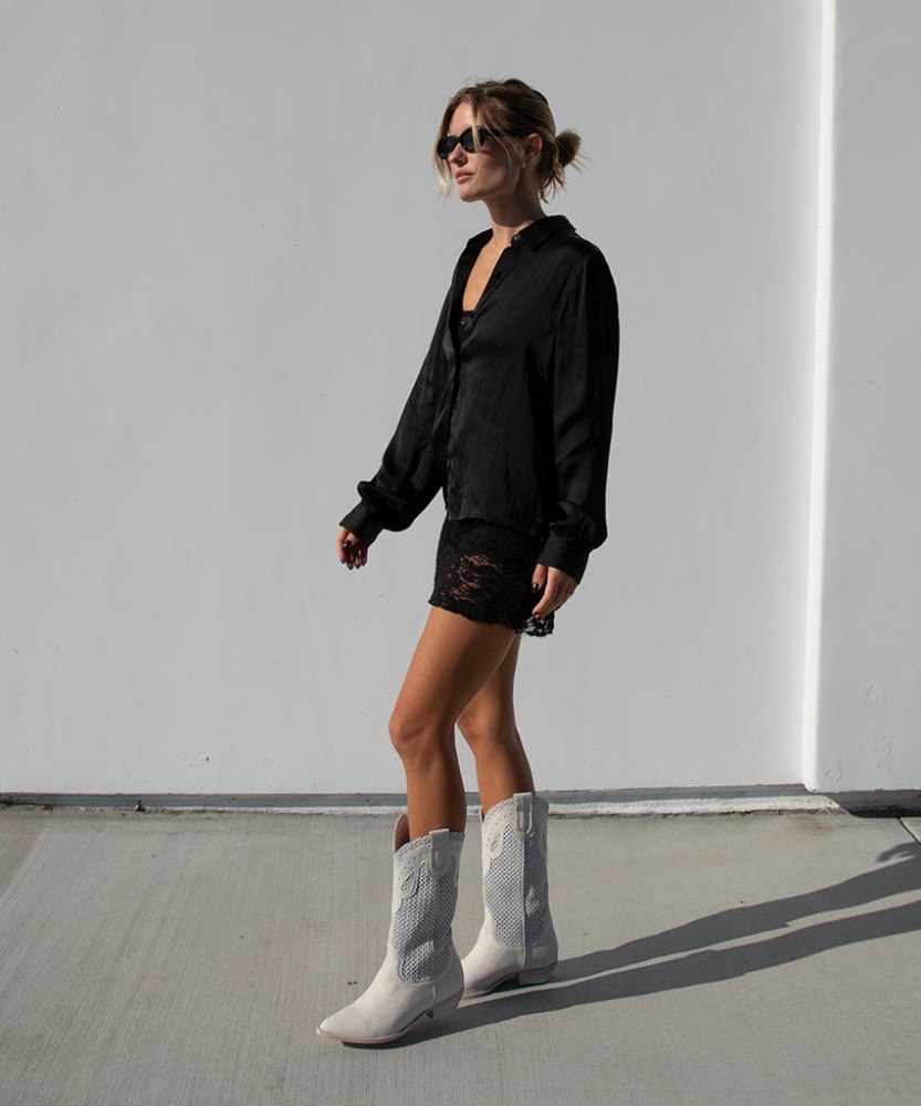 Dolce Vita Ranch Boots Ivory Leather