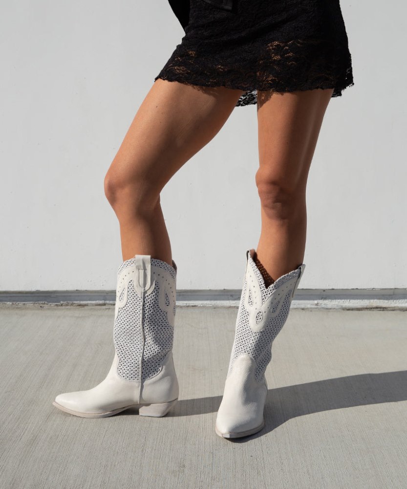 Dolce Vita Ranch Boots Ivory Leather
