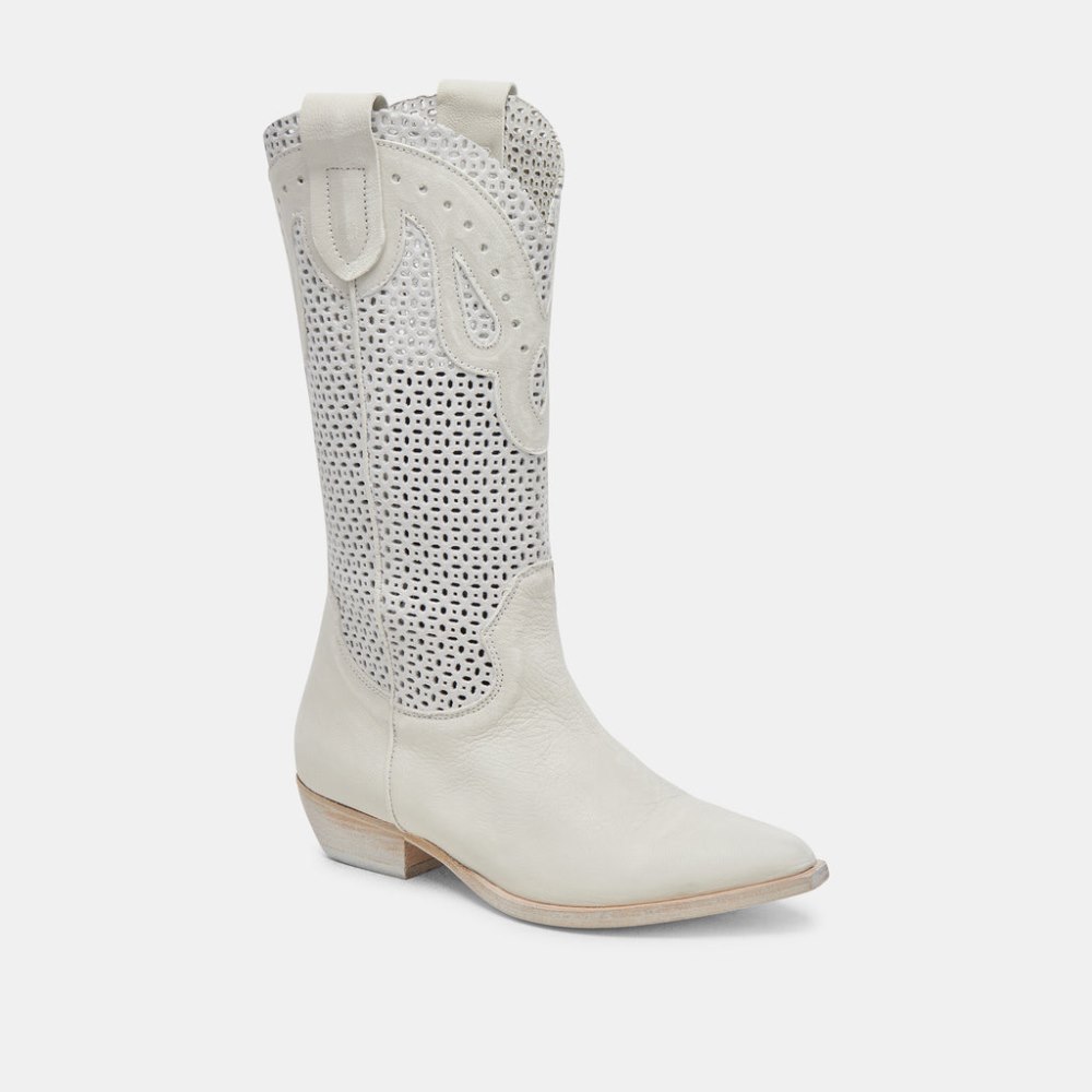 Dolce Vita Ranch Boots Ivory Leather