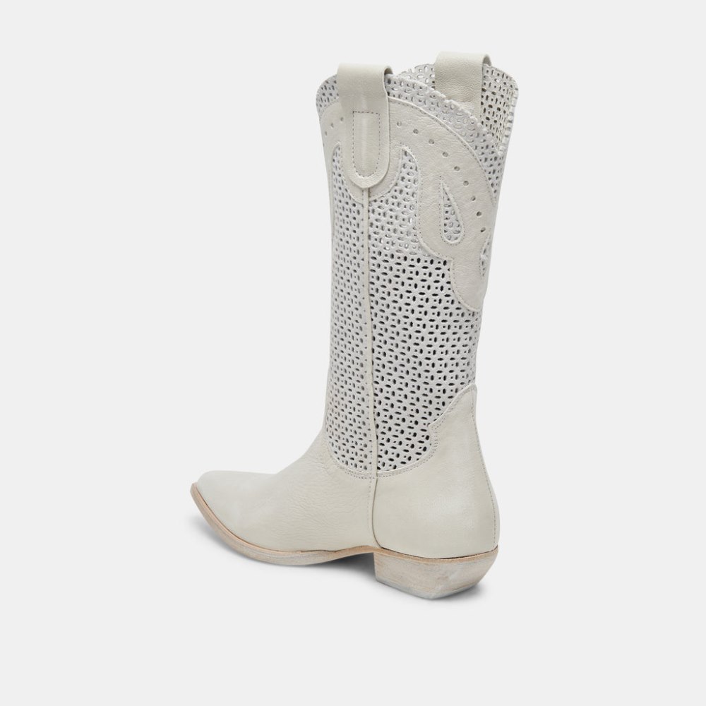 Dolce Vita Ranch Boots Ivory Leather
