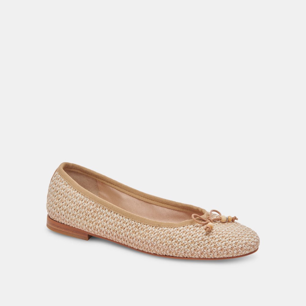 Dolce Vita Cacy Ballet Flats White Natural Raffia