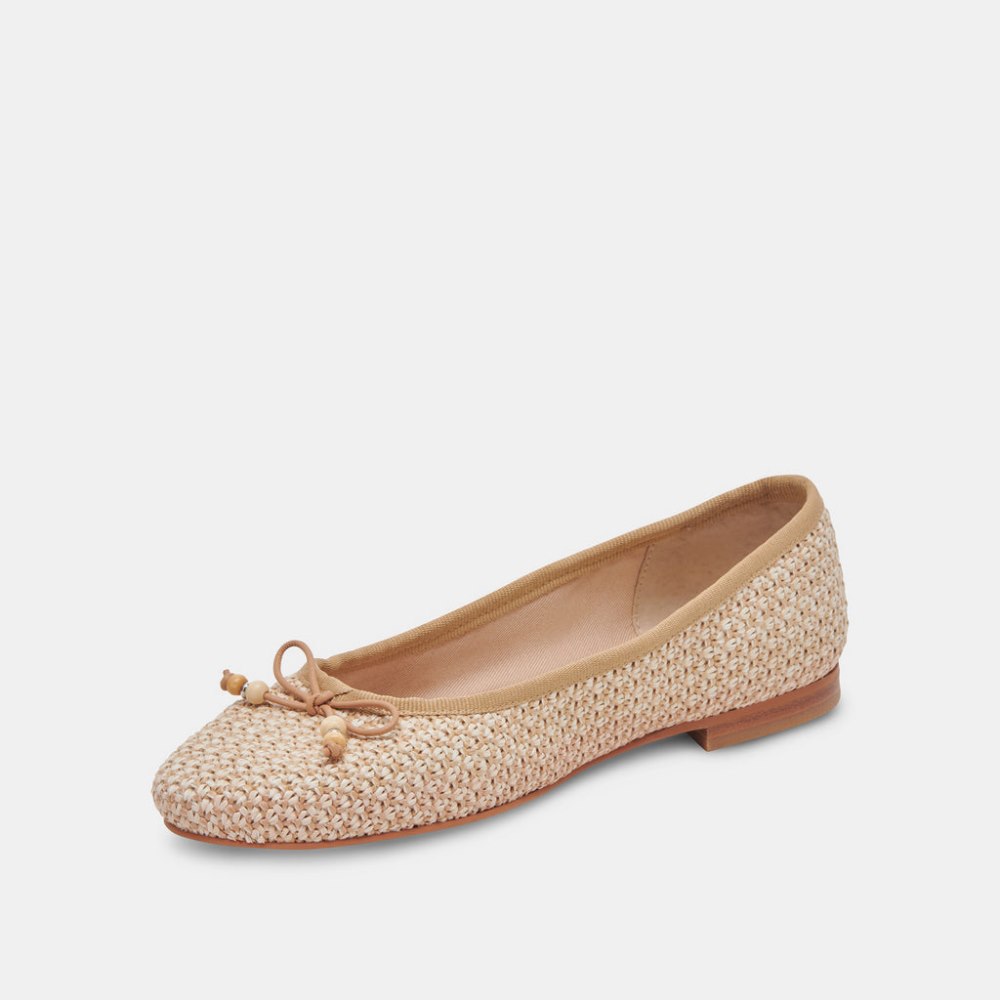 Dolce Vita Cacy Ballet Flats White Natural Raffia