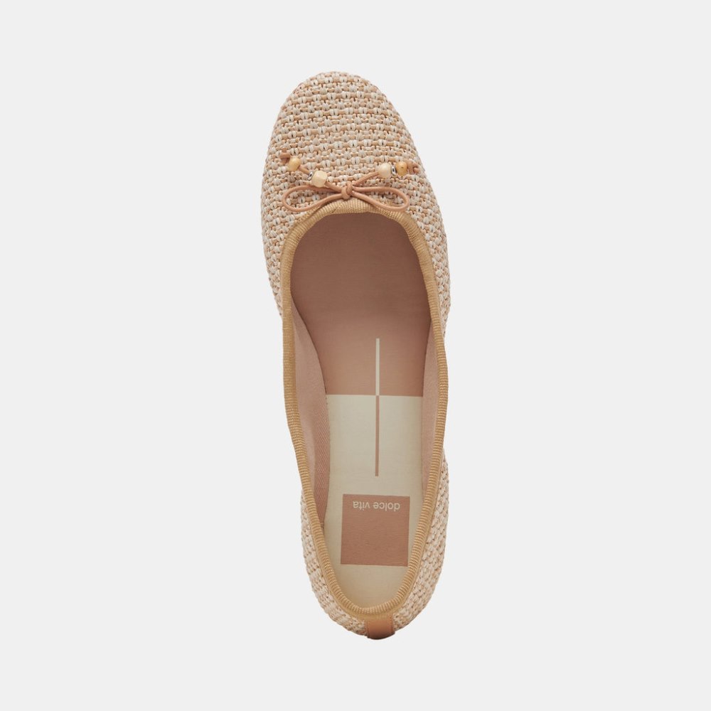 Dolce Vita Cacy Ballet Flats White Natural Raffia
