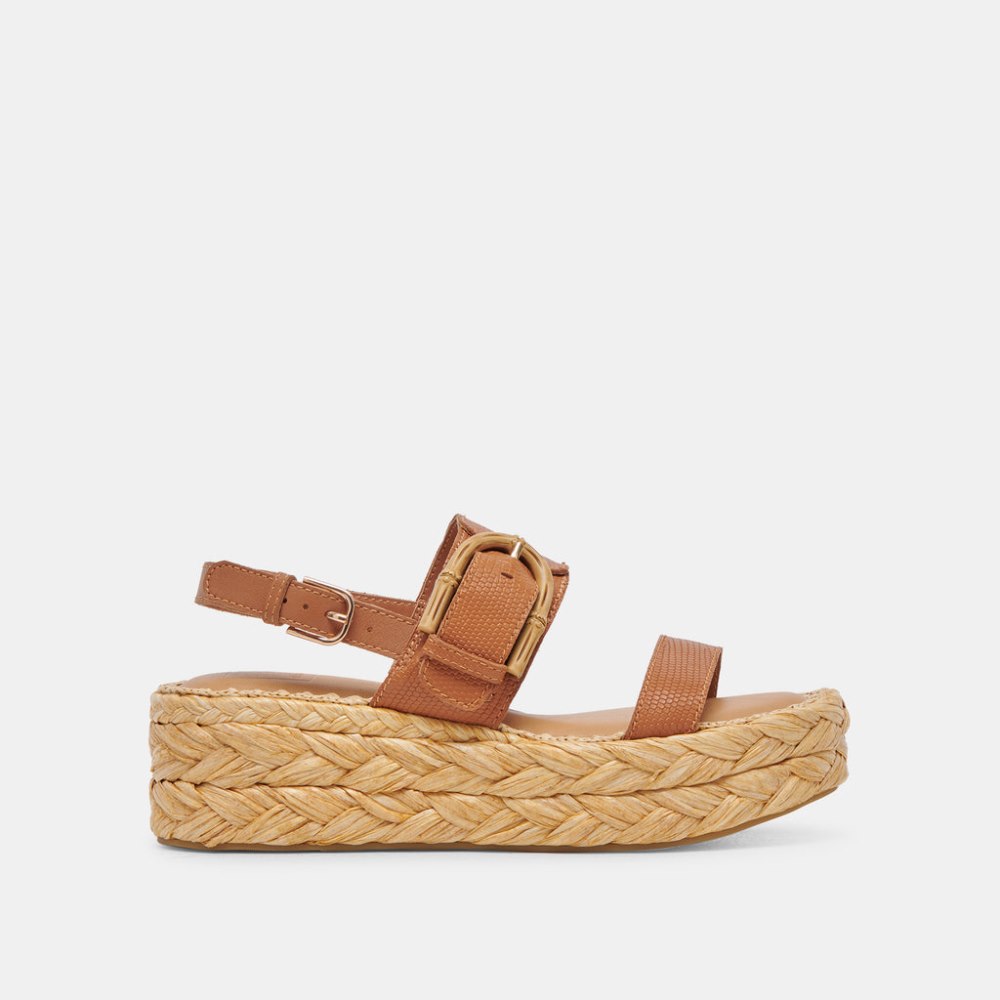 Dolce Vita Chera Sandals Tan Embossed Leather