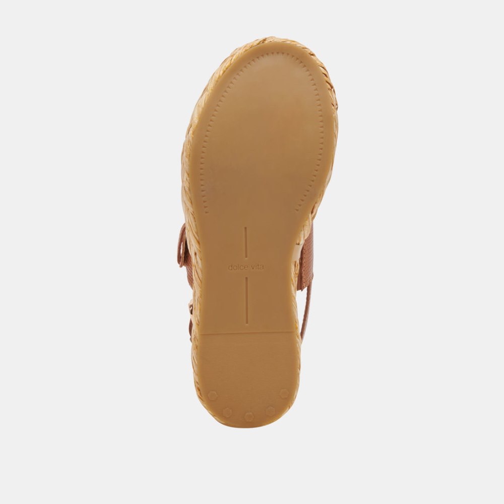 Dolce Vita Chera Sandals Tan Embossed Leather