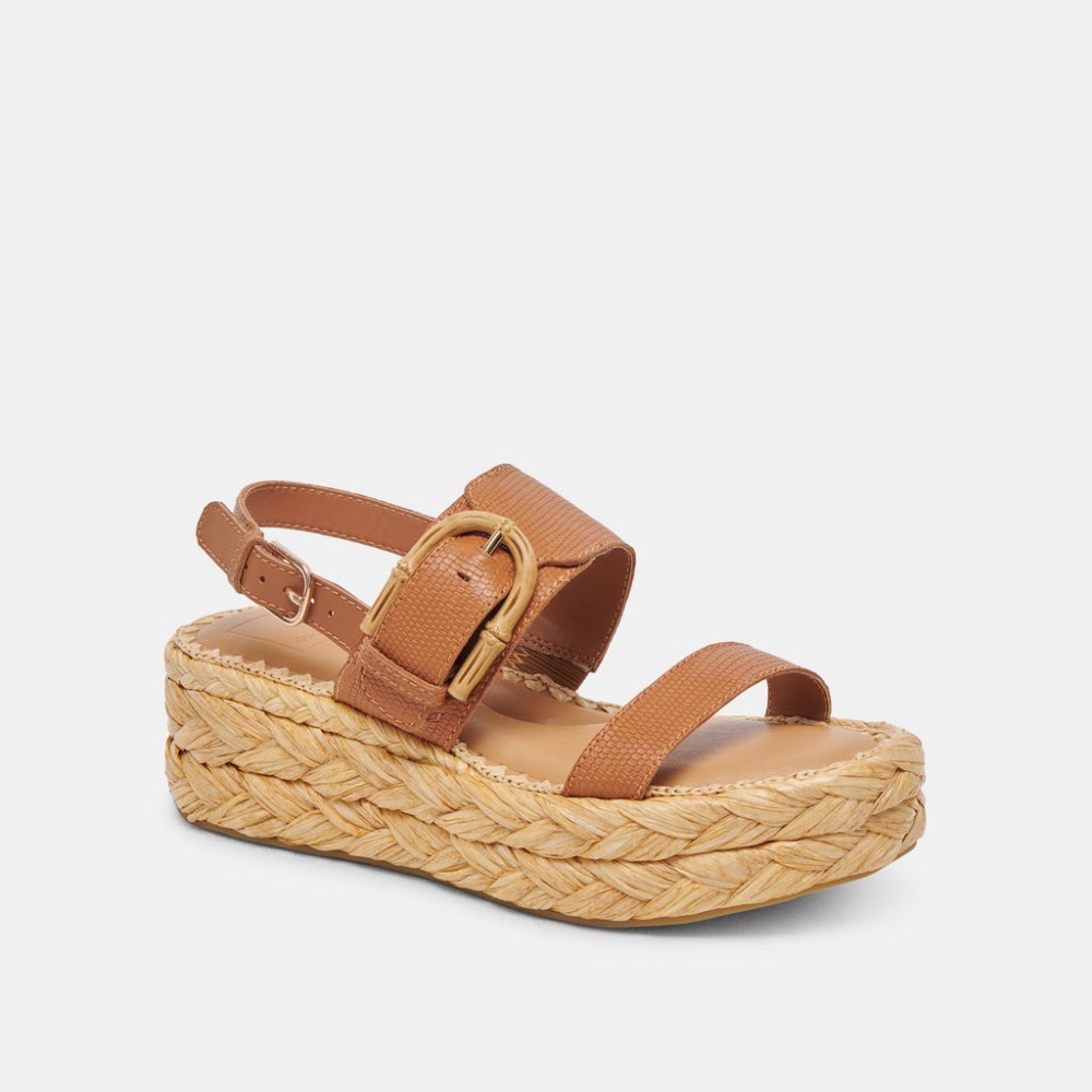 Dolce Vita Chera Sandals Tan Embossed Leather
