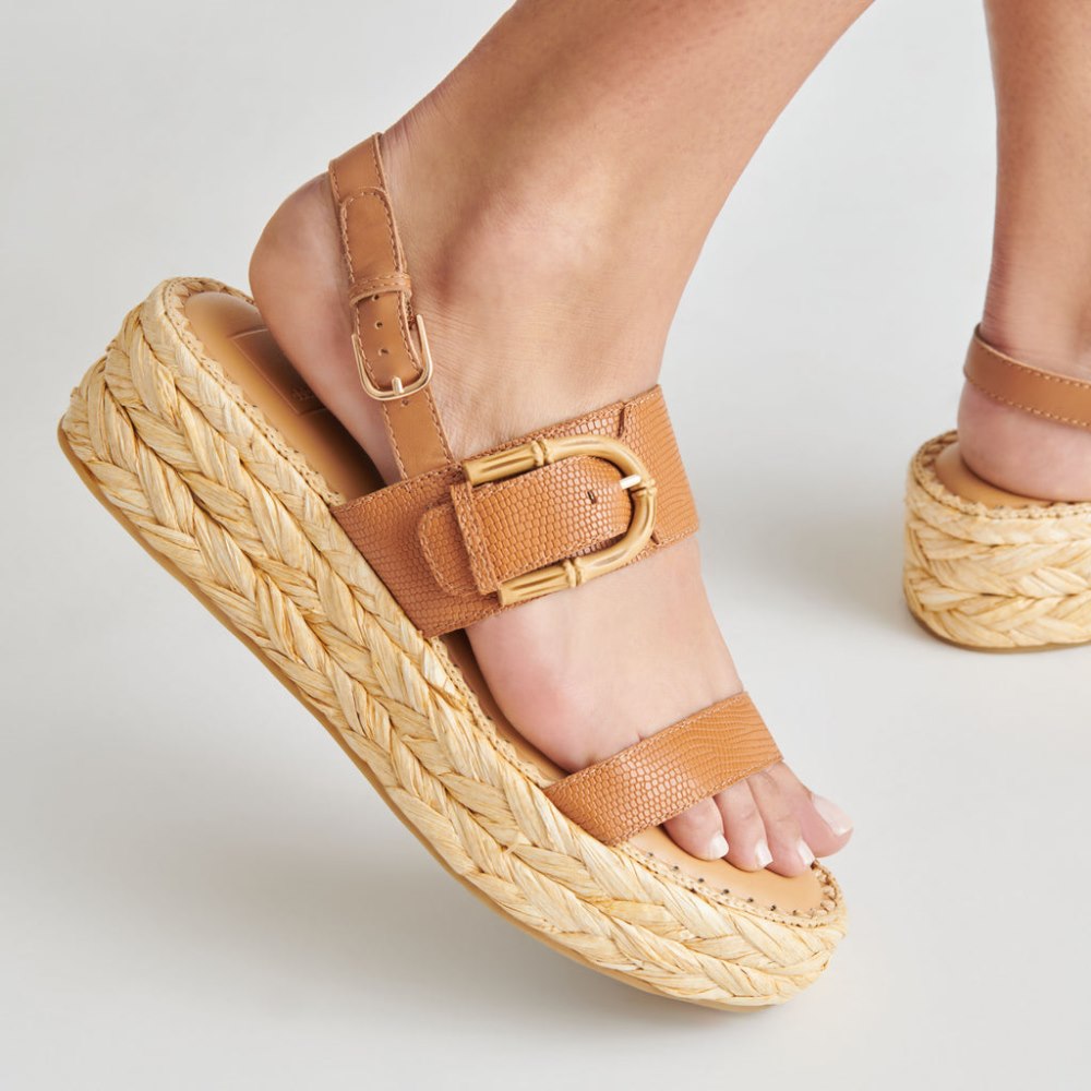 Dolce Vita Chera Sandals Tan Embossed Leather