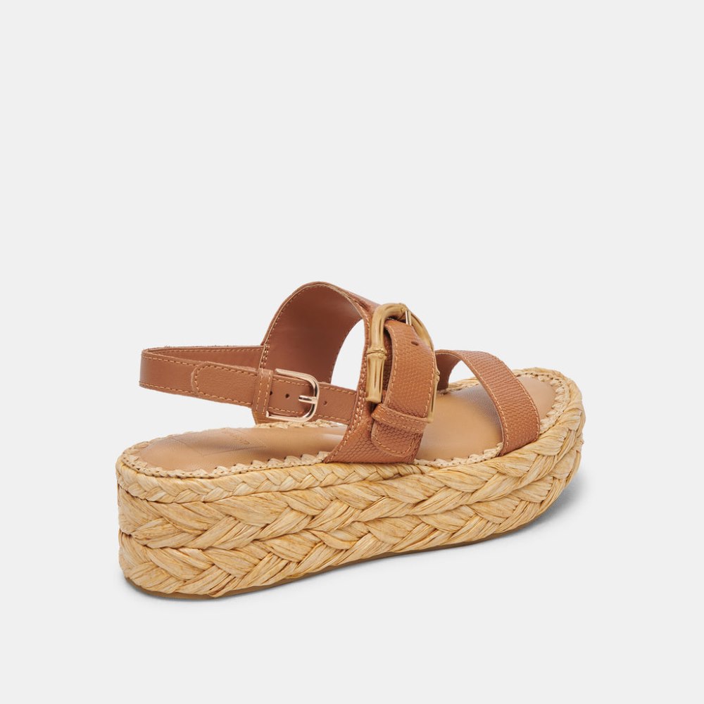 Dolce Vita Chera Sandals Tan Embossed Leather