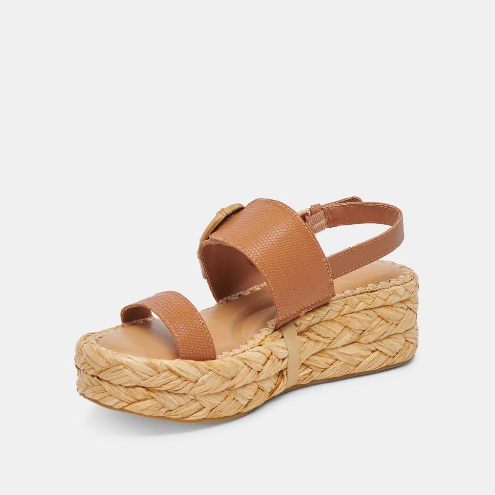 Dolce Vita Chera Sandals Tan Embossed Leather