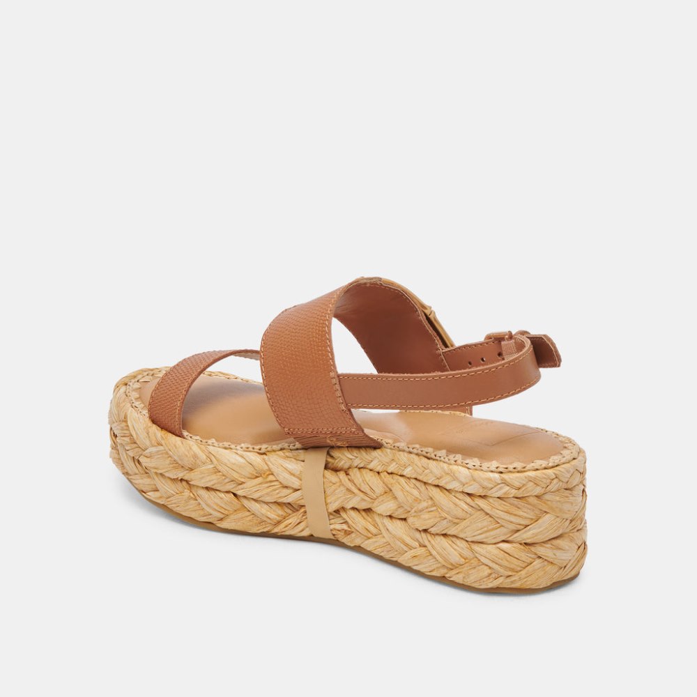 Dolce Vita Chera Sandals Tan Embossed Leather