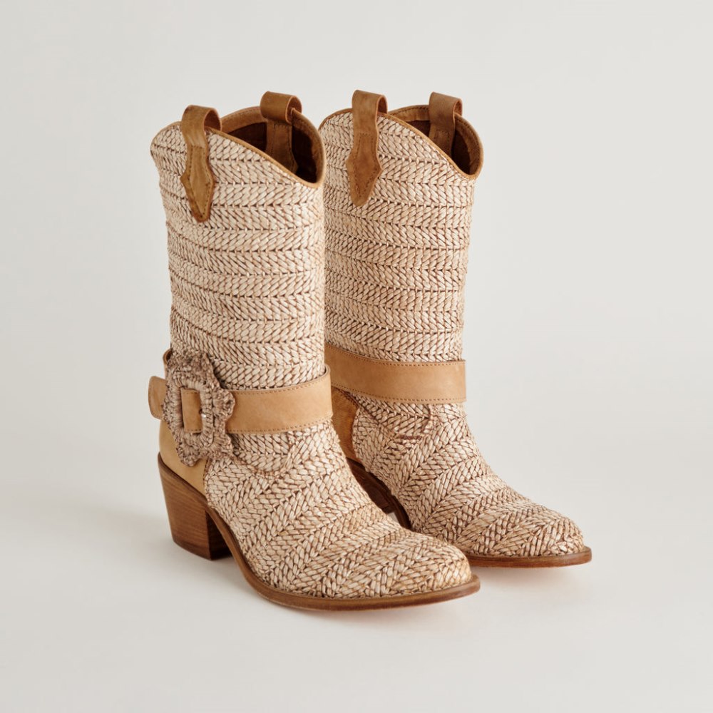 Dolce Vita Hoss Boots Brown Multi Raffia