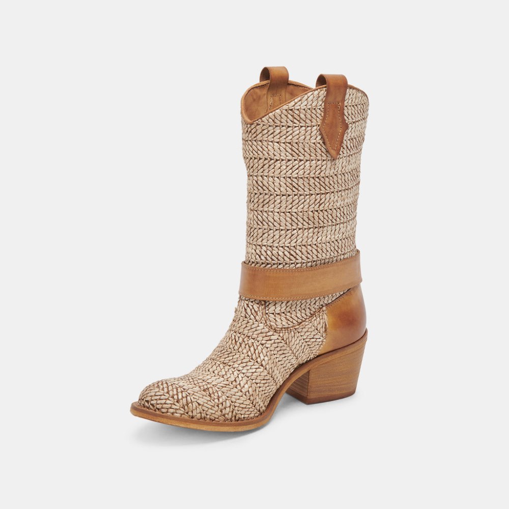 Dolce Vita Hoss Boots Brown Multi Raffia