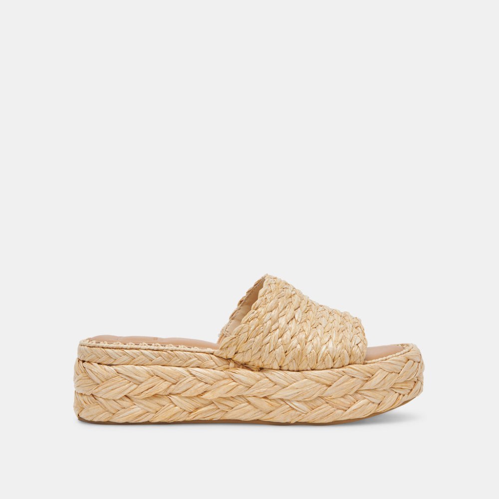 Dolce Vita Chavi Wide Sandals Lt Natural Raffia