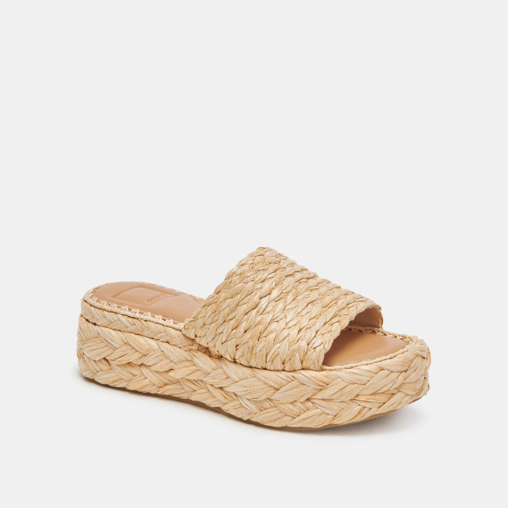Dolce Vita Chavi Wide Sandals Lt Natural Raffia
