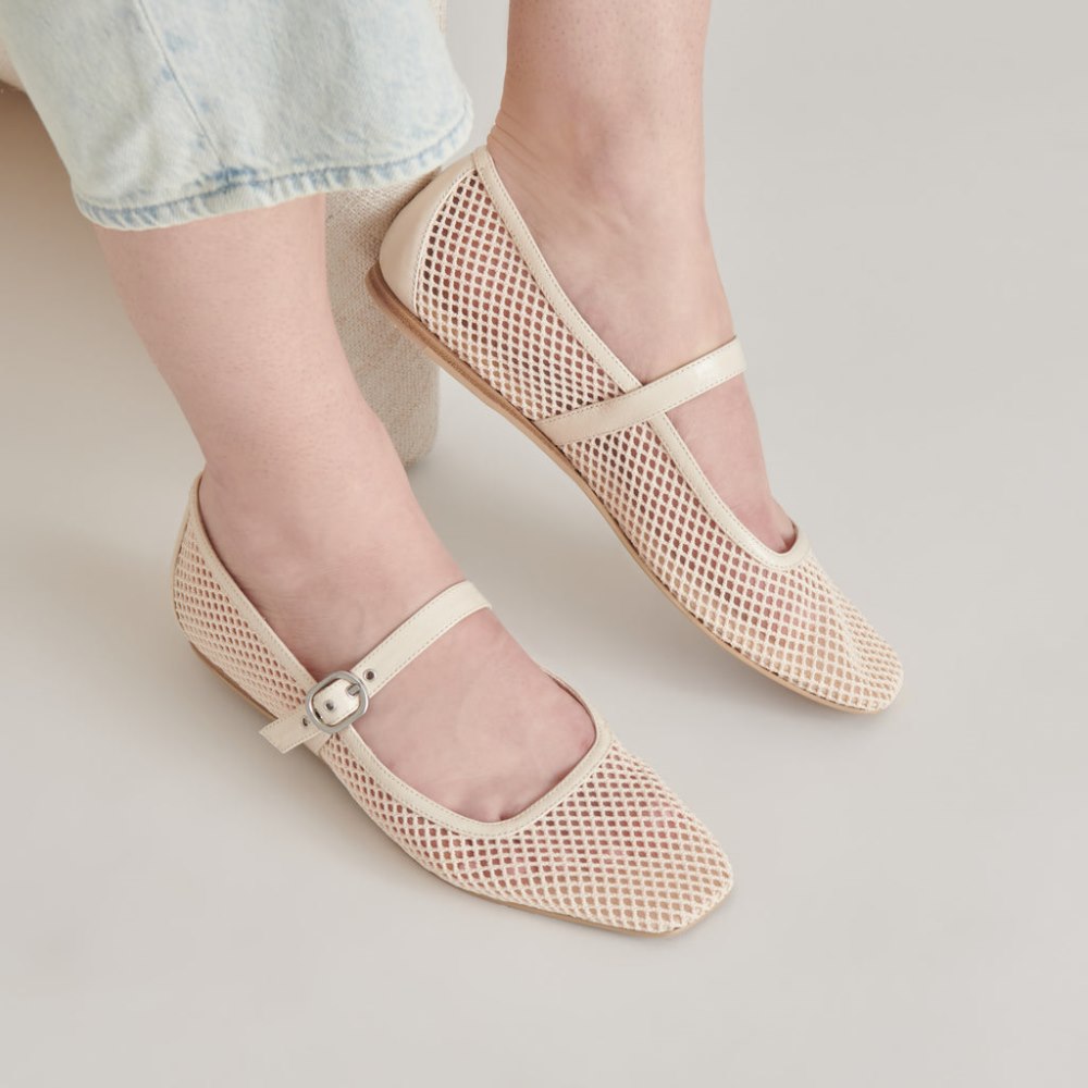 Dolce Vita Rodni Mesh Ballet Flats Creme Woven Mesh
