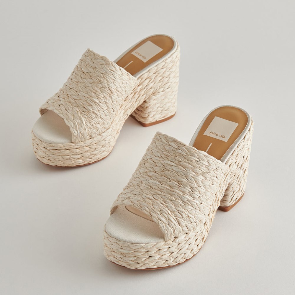 Dolce Vita Elora Heels Off White Raffia