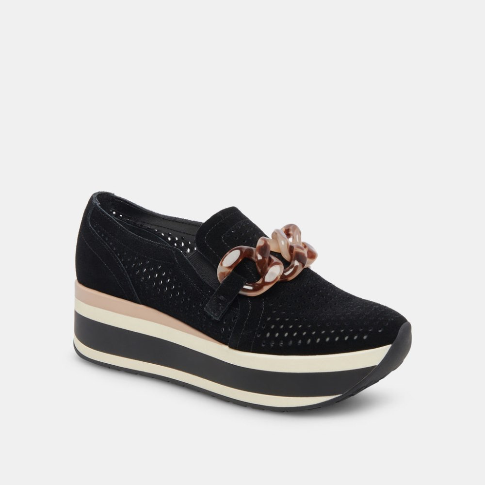 Dolce Vita Jhenee Perforated Sneakers Onyx Suede