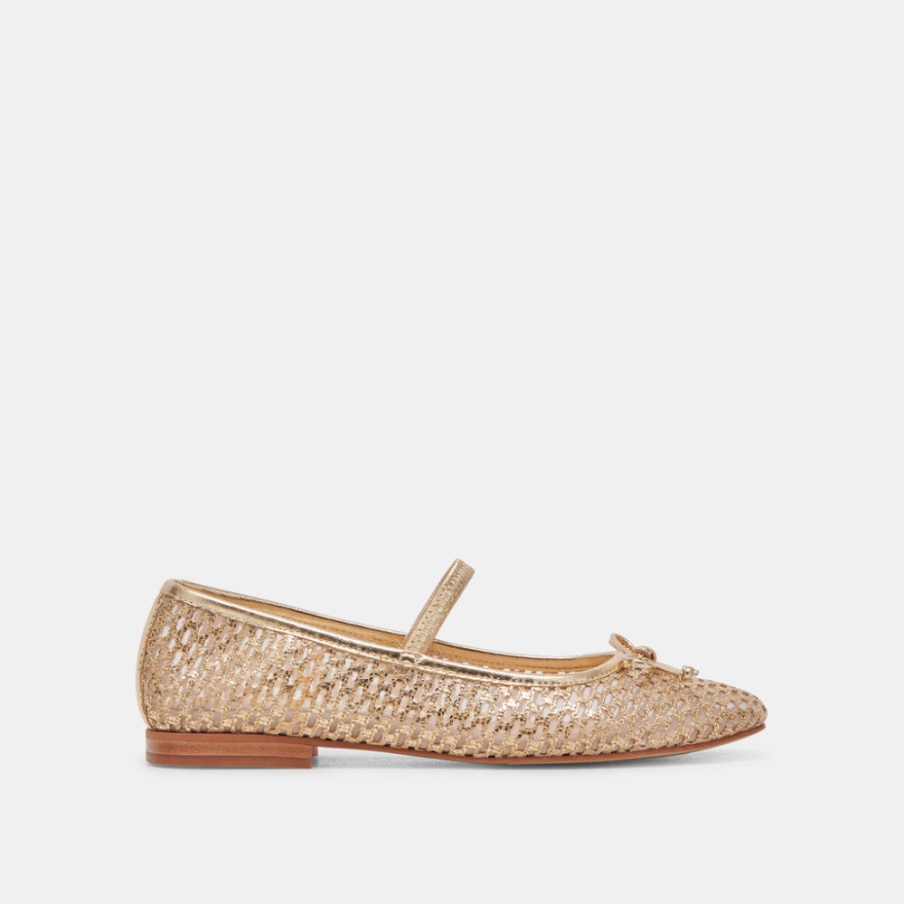Dolce Vita Carin Raffia Ballet Flats Gold Raffia