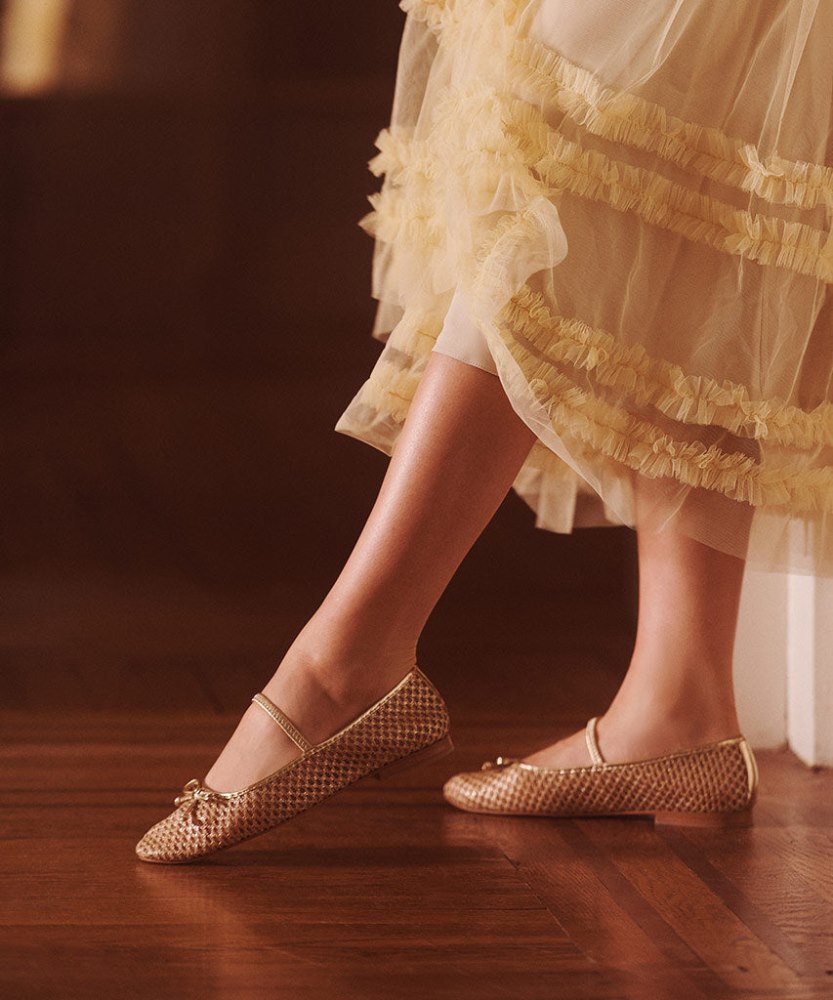 Dolce Vita Carin Raffia Ballet Flats Gold Raffia
