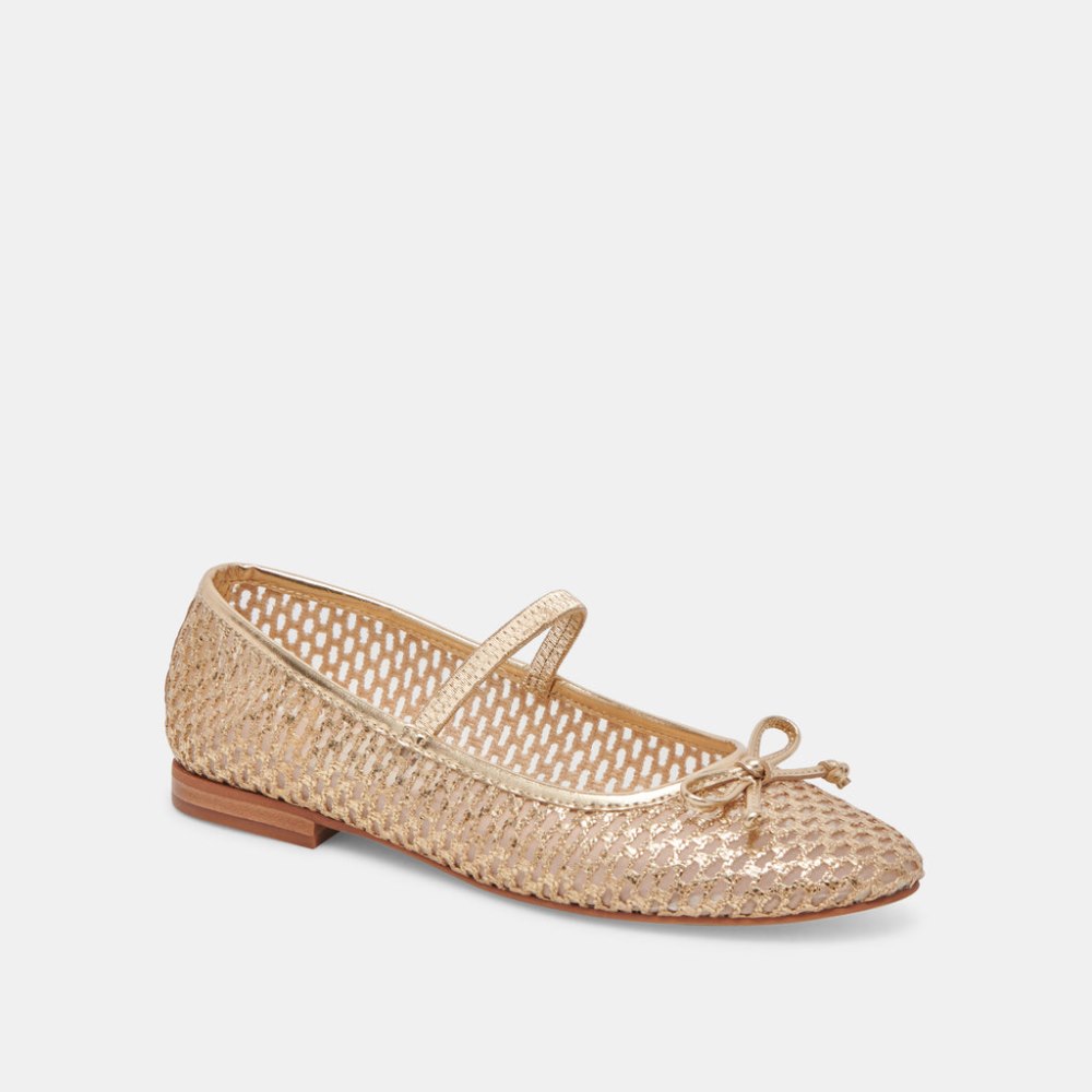 Dolce Vita Carin Raffia Ballet Flats Gold Raffia