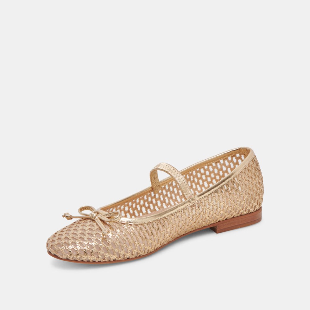 Dolce Vita Carin Raffia Ballet Flats Gold Raffia
