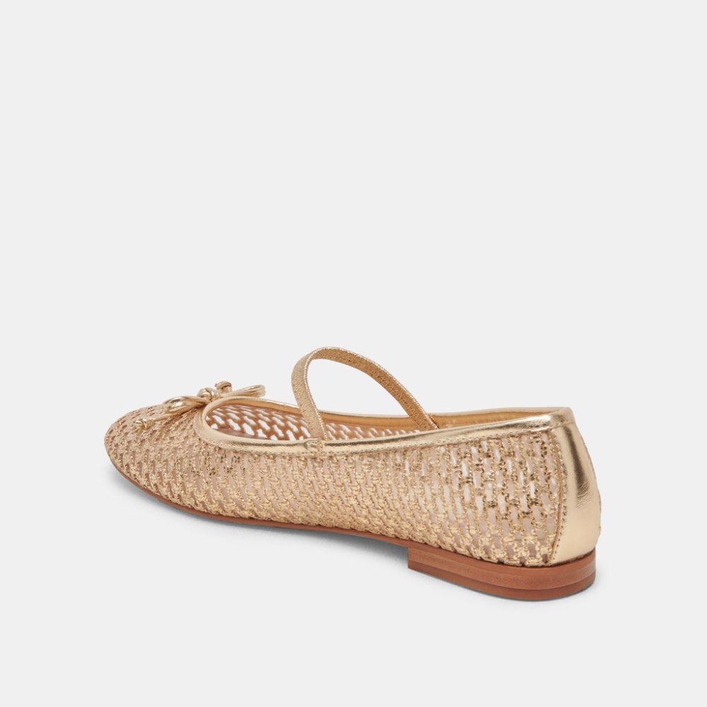 Dolce Vita Carin Raffia Ballet Flats Gold Raffia