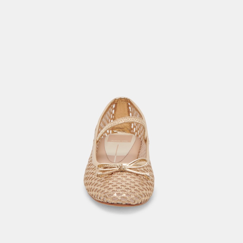 Dolce Vita Carin Raffia Ballet Flats Gold Raffia