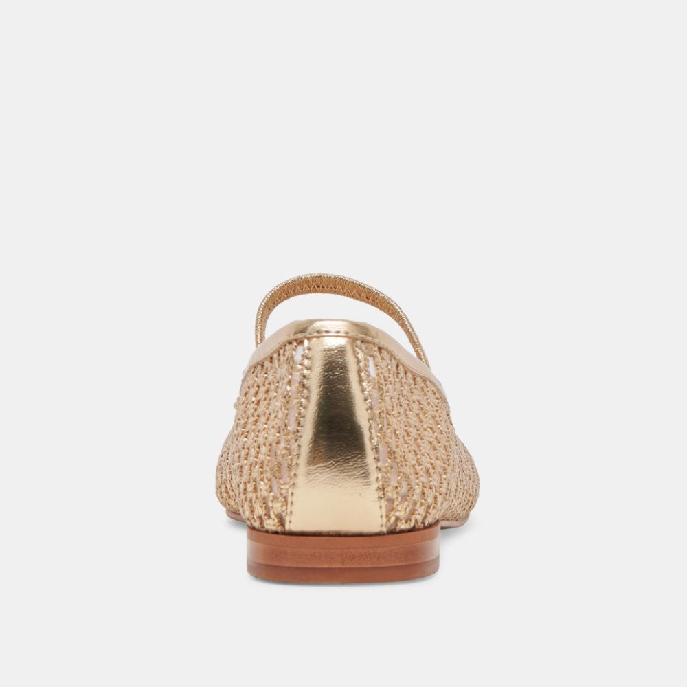 Dolce Vita Carin Raffia Ballet Flats Gold Raffia
