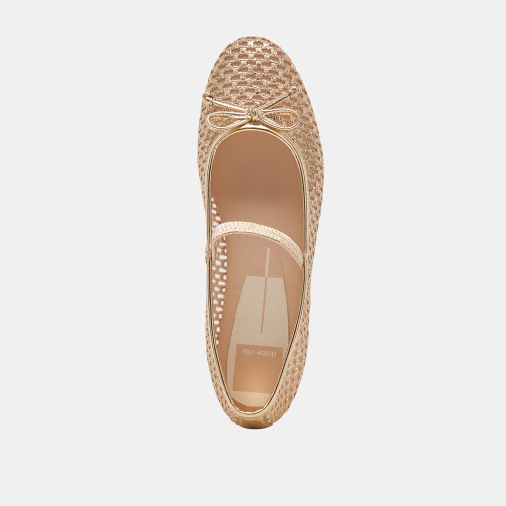 Dolce Vita Carin Raffia Ballet Flats Gold Raffia