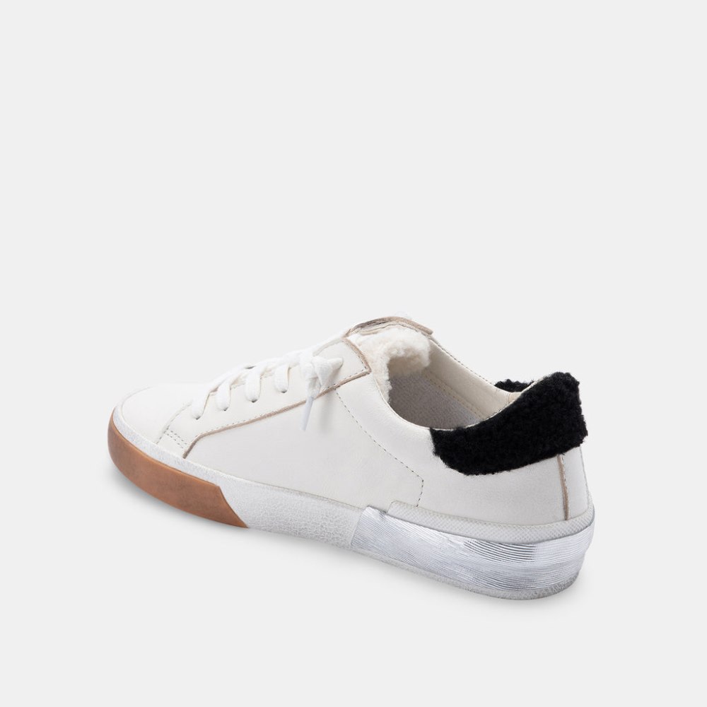 Dolce Vita Zina Plush Sneakers White Black Leather