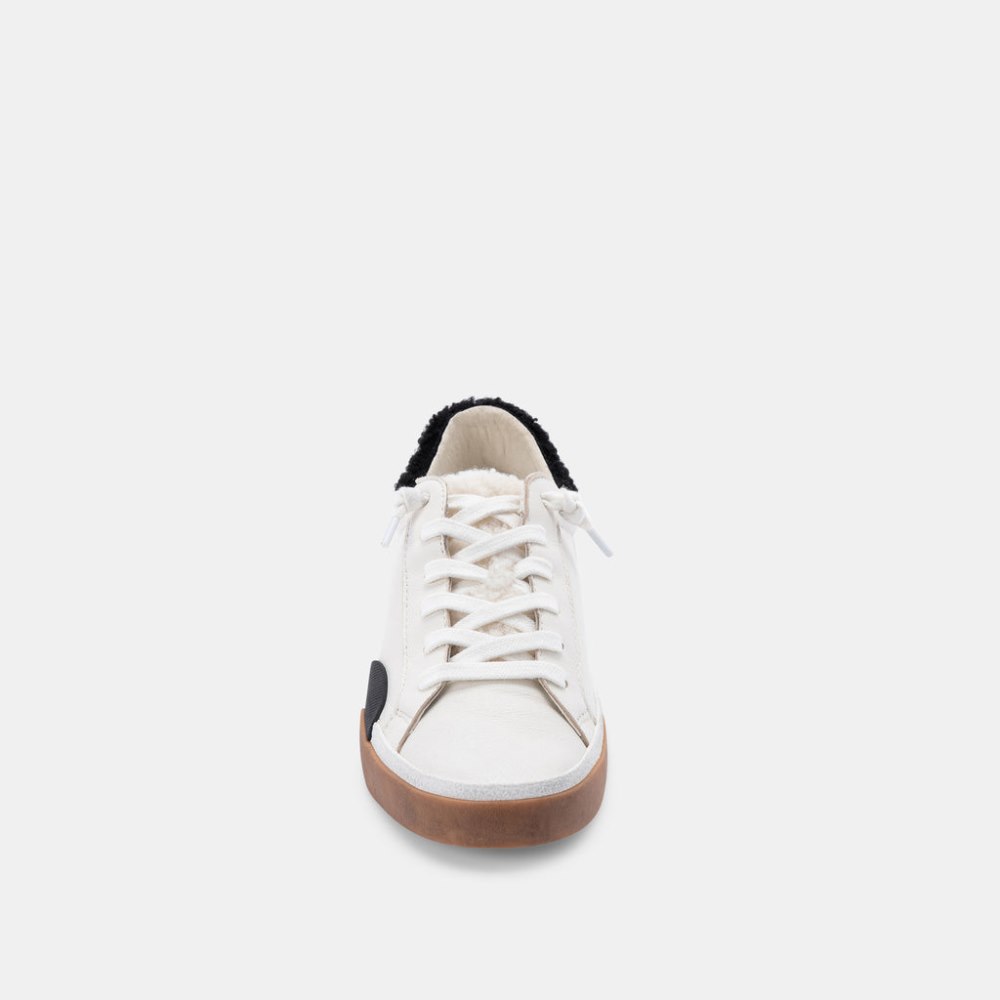 Dolce Vita Zina Plush Sneakers White Black Leather