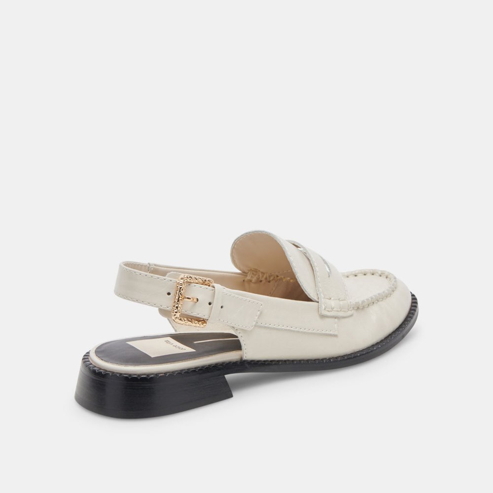 Dolce Vita Hardi Wide Loafers Ivory Crinkle Patent