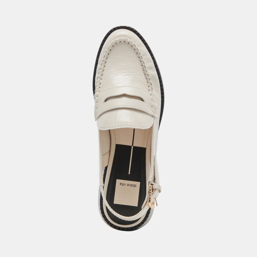 Dolce Vita Hardi Wide Loafers Ivory Crinkle Patent