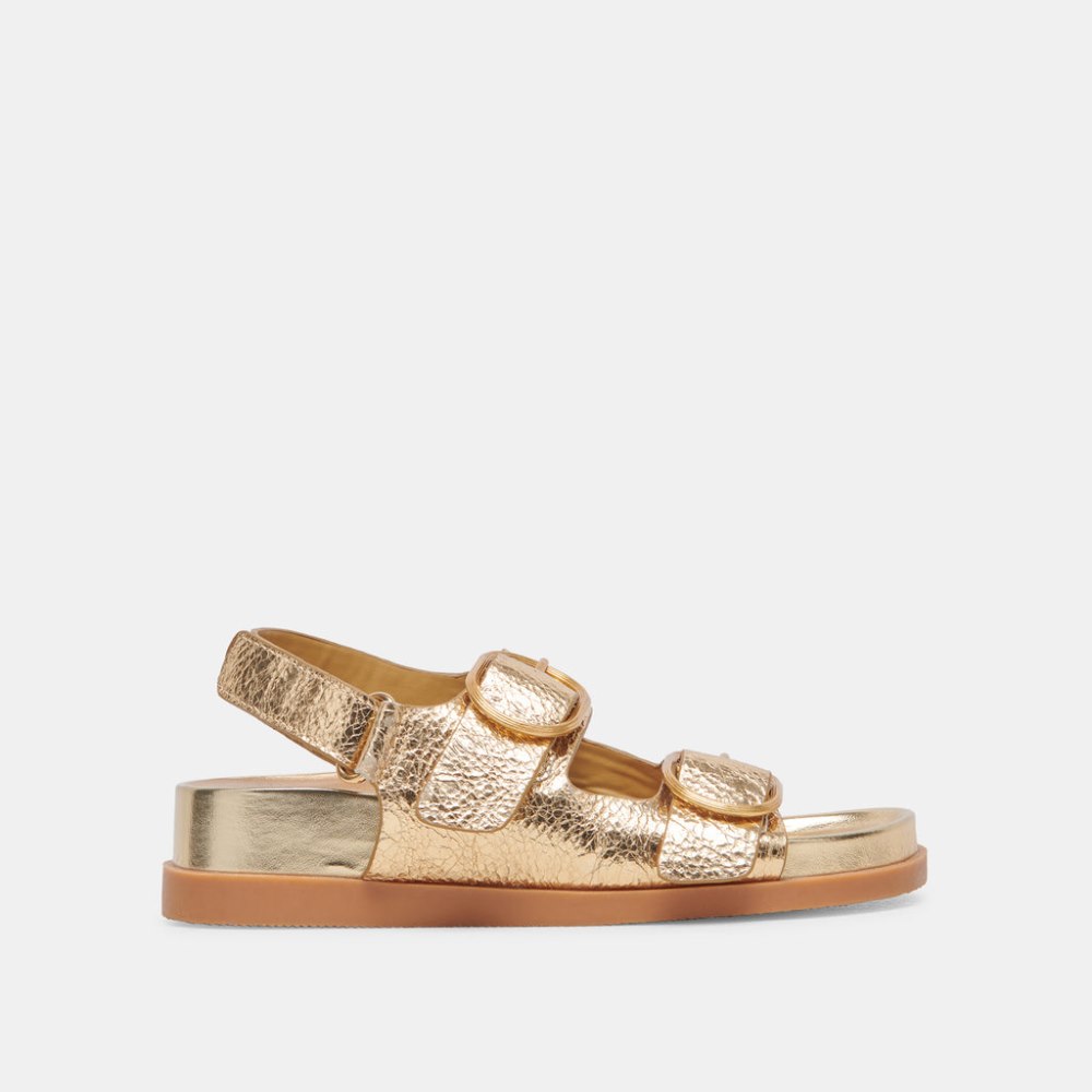 Dolce Vita Starla Sandals Gold Distressed Leather