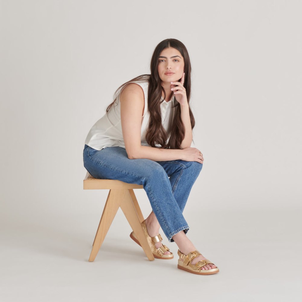 Dolce Vita Starla Sandals Gold Distressed Leather