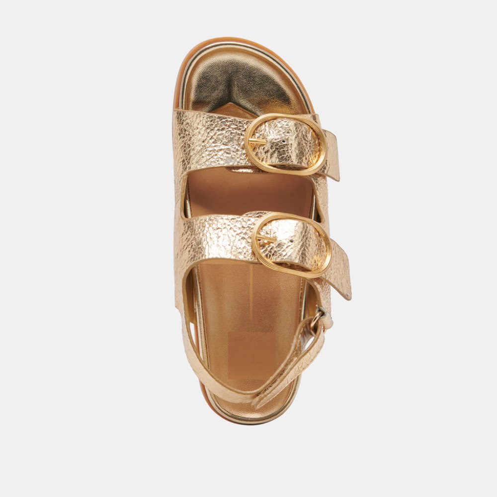 Dolce Vita Starla Sandals Gold Distressed Leather