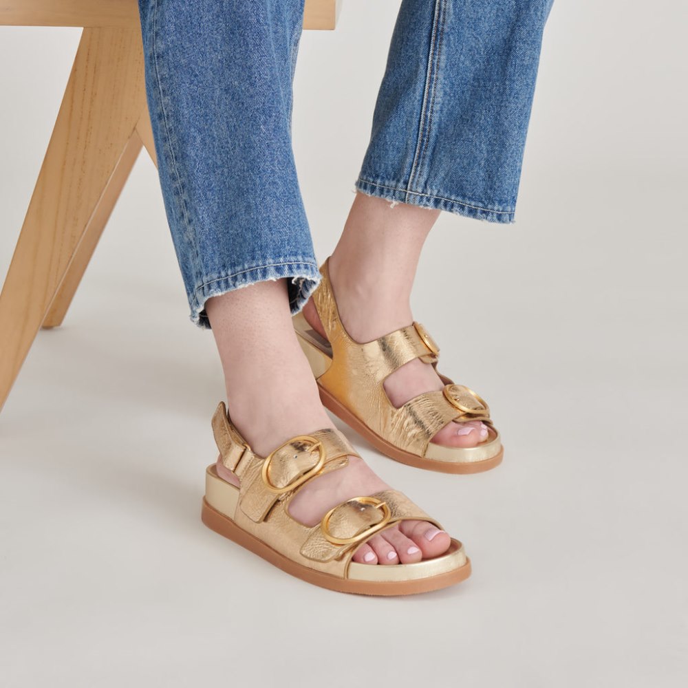 Dolce Vita Starla Sandals Gold Distressed Leather