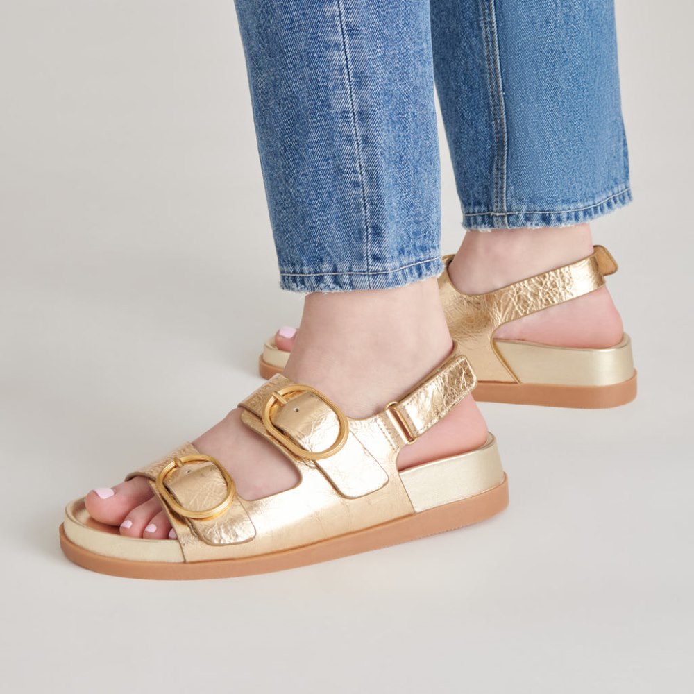 Dolce Vita Starla Sandals Gold Distressed Leather